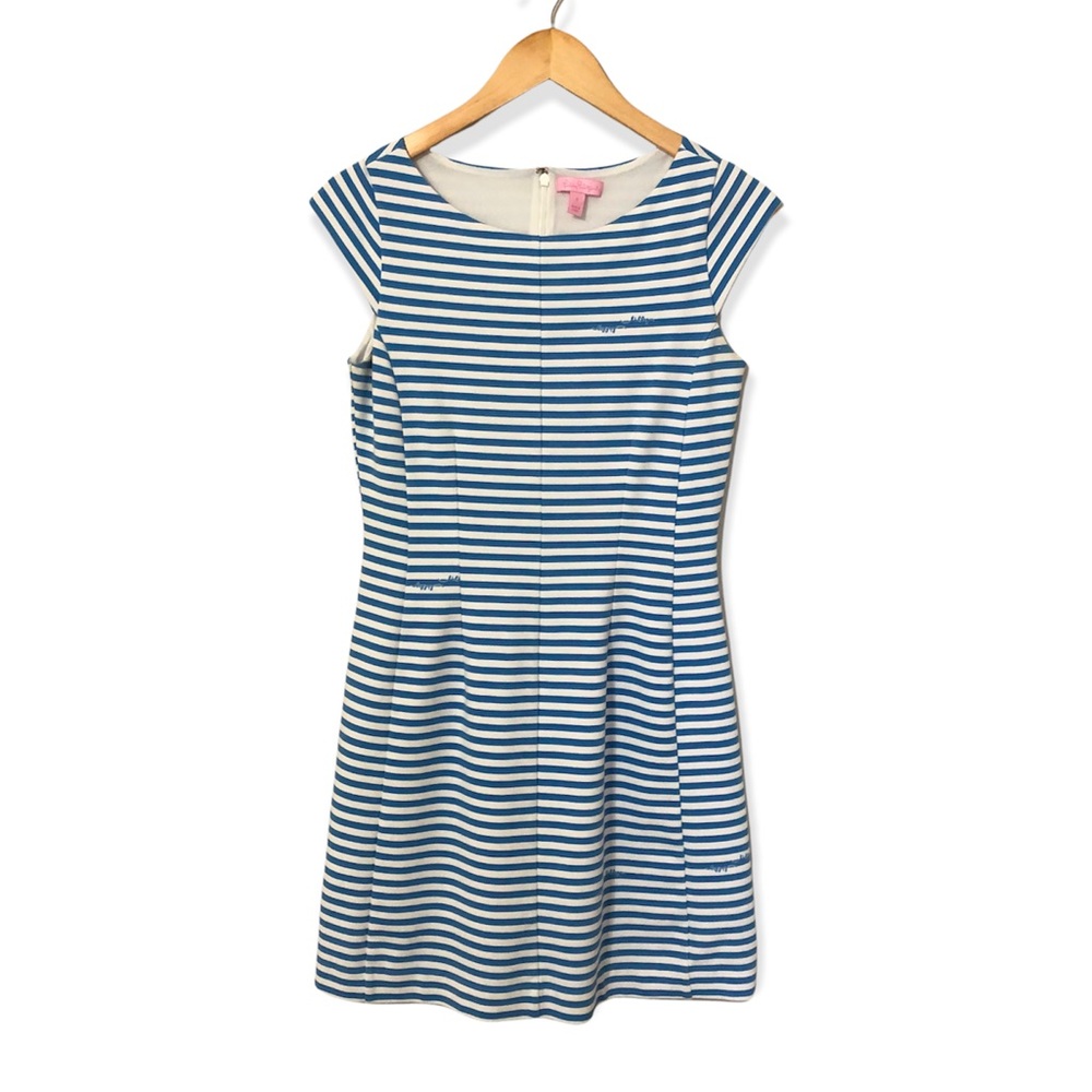 Lilly Pulitzer Blue Striped Cap Sleeve Dress—S